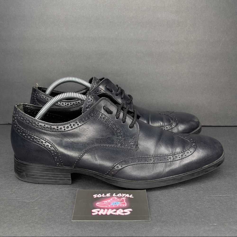 Cole‎ Haan Dress Shoes Men's 10.5M Black Copley Wing-tip Derbys Oxford Leather.